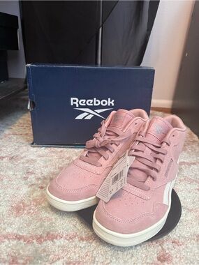 Reebok Pink Suede High-Top Sneakers with White Accents